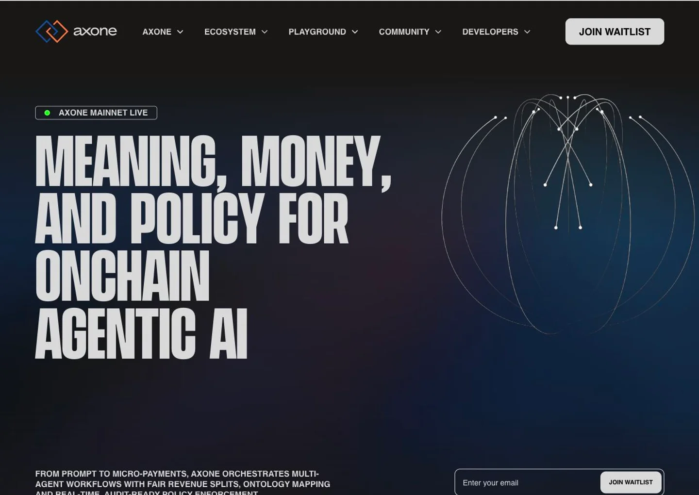 Axone: Agentic AI infrastructure website preview