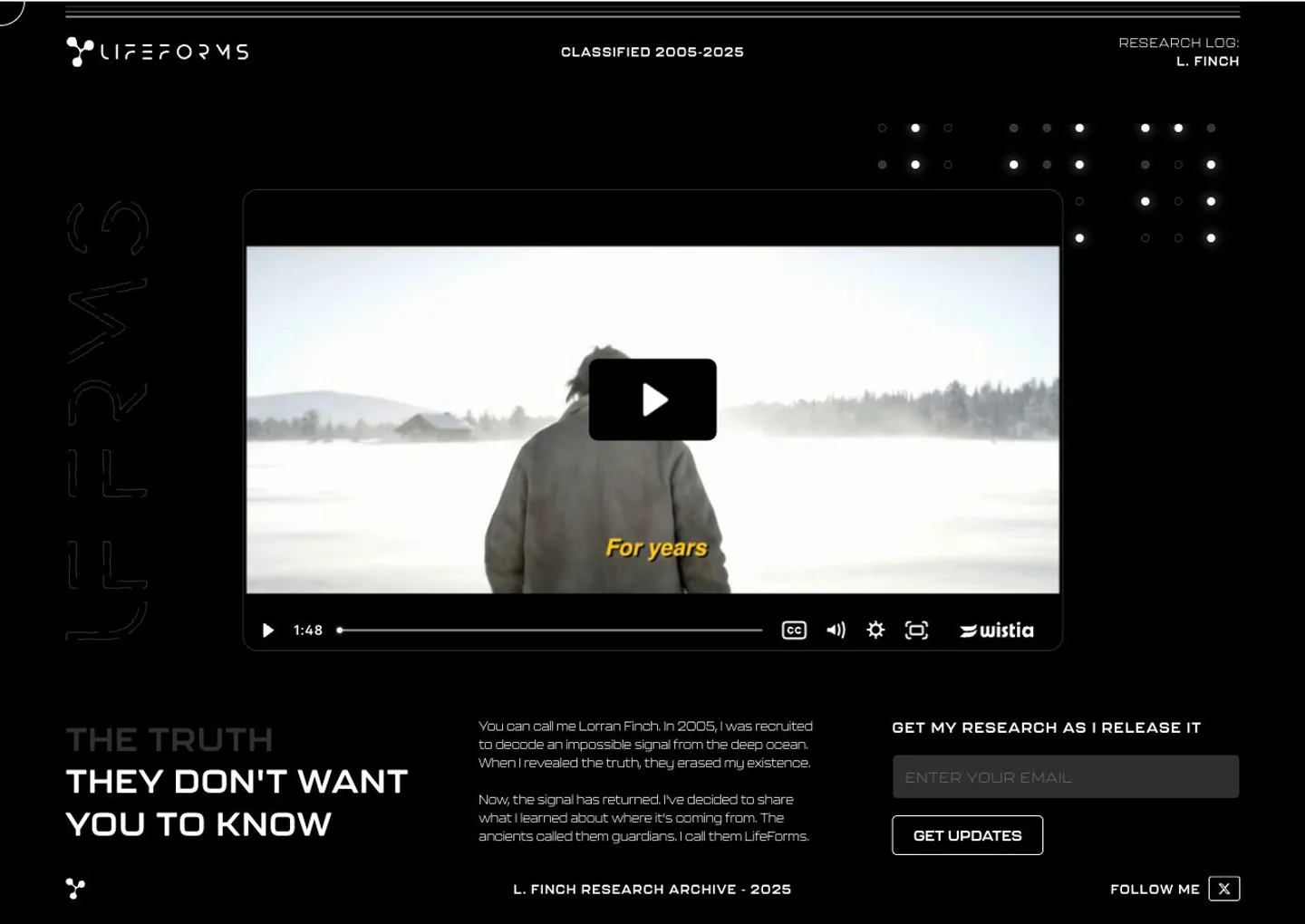 LifeForms: Immersive storytelling website preview