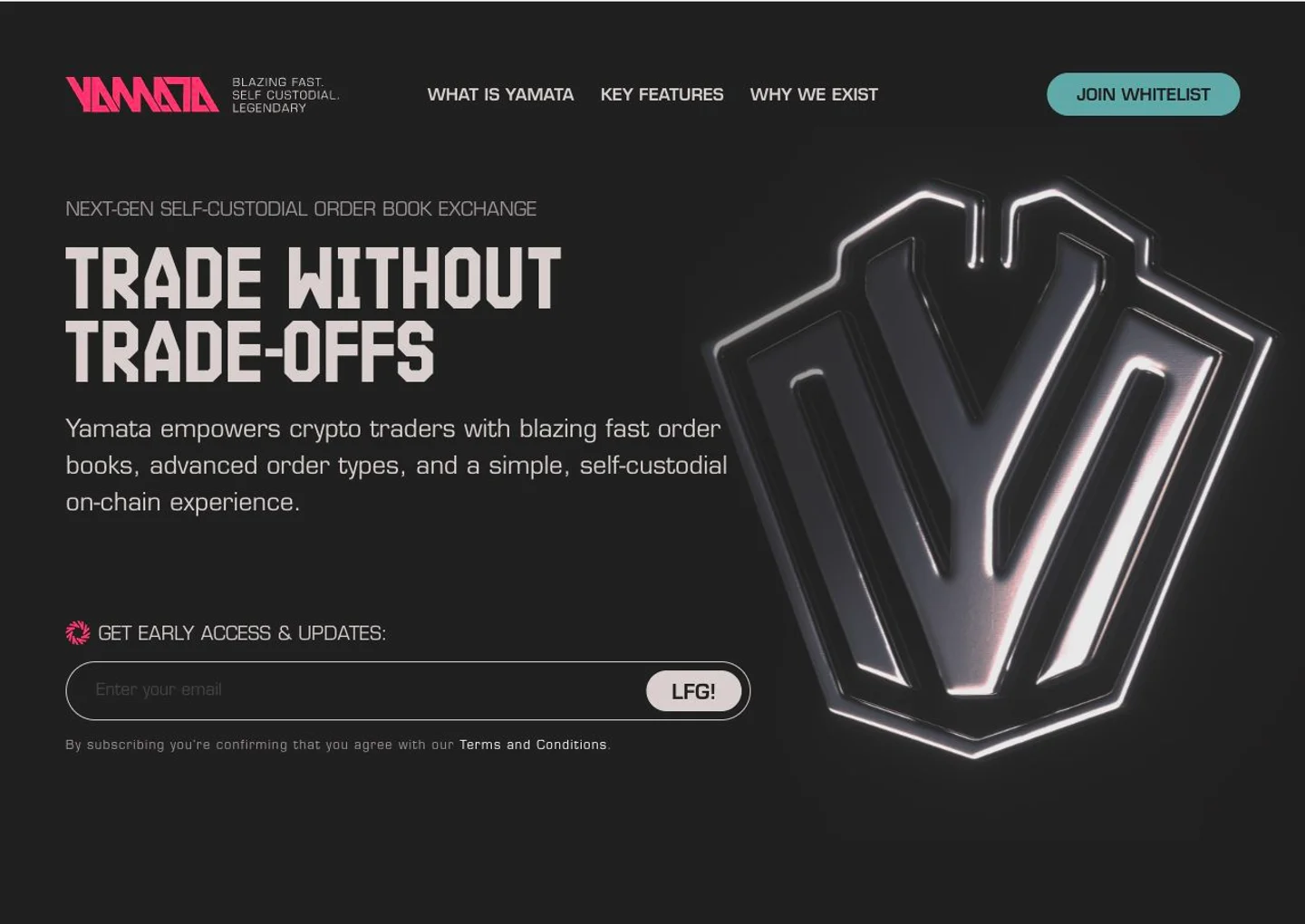 Yamata: Self-custodial exchange website preview